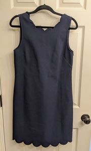 J Crew Navy Scalloped Dress